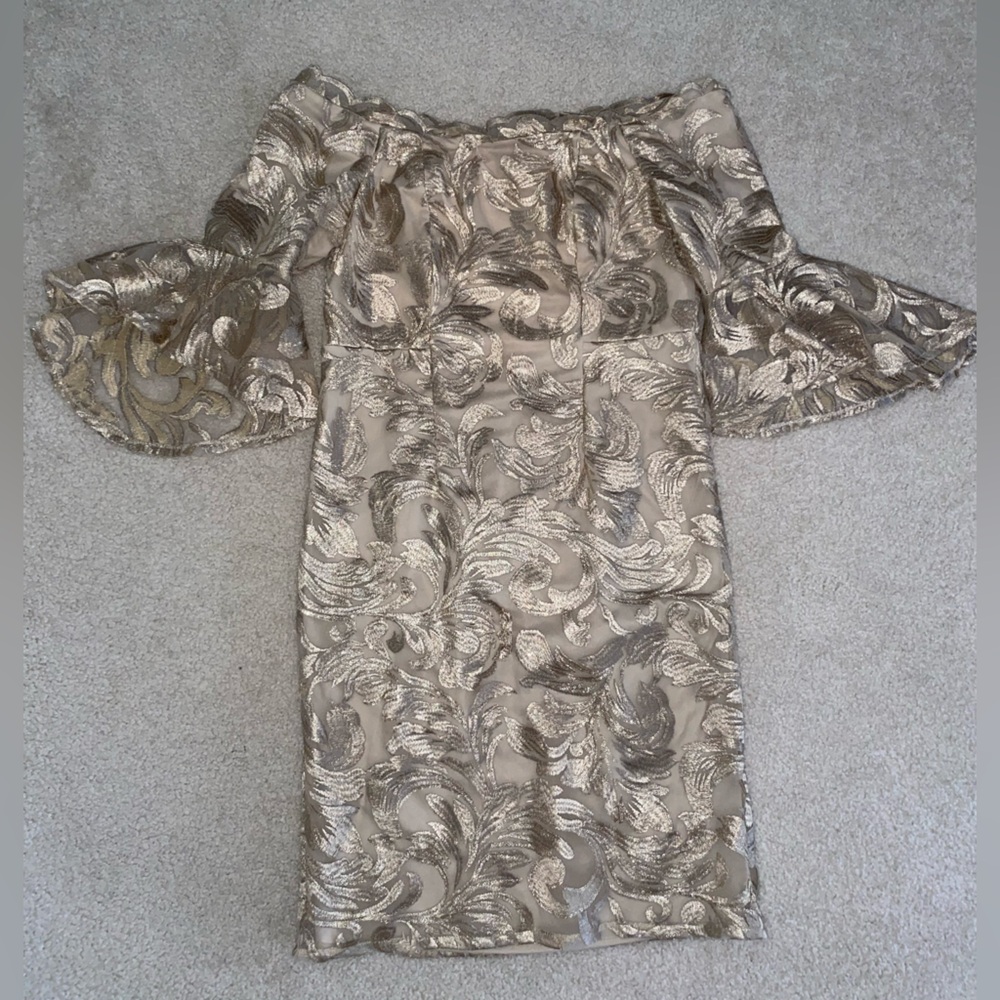 R & M Richard’s Gold Dress: Mother of the Bride